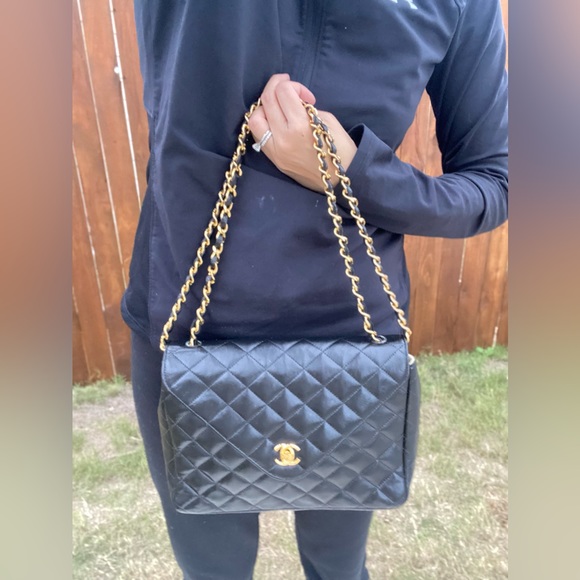 Auth CHANEL Vintage 24K Gold Square Classic Quilted Single Flap Bag